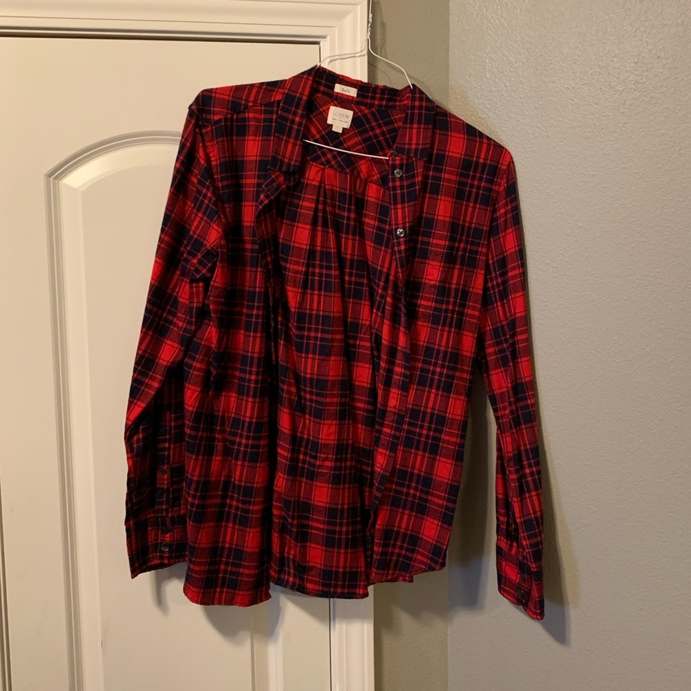 Red & Navy Boy-fit Flannel shirt